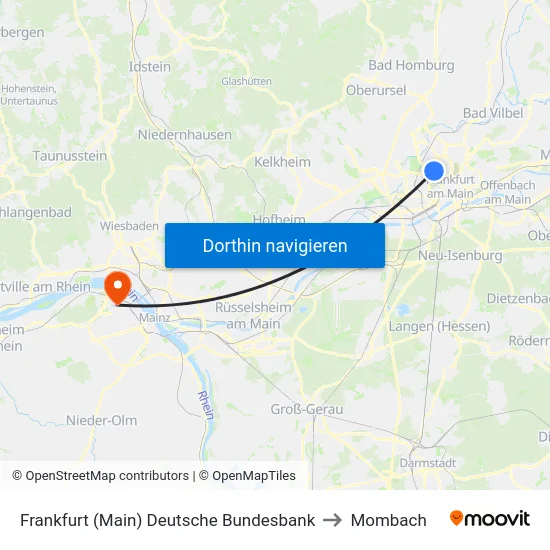 Frankfurt (Main) Deutsche Bundesbank to Mombach map