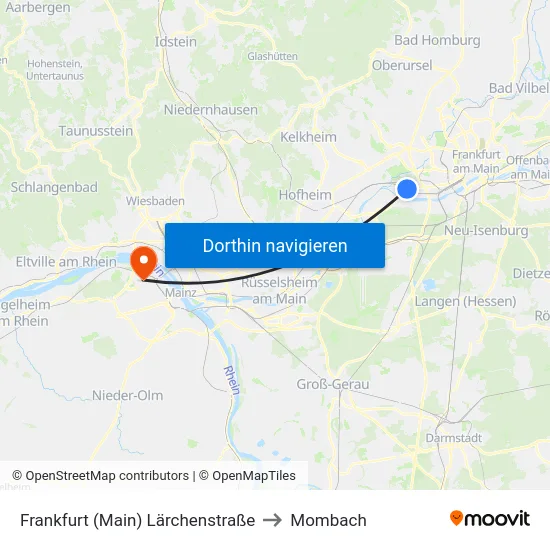 Frankfurt (Main) Lärchenstraße to Mombach map
