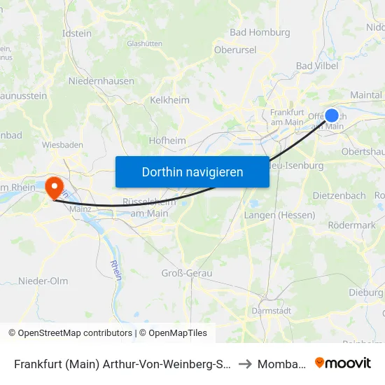 Frankfurt (Main) Arthur-Von-Weinberg-Steg to Mombach map