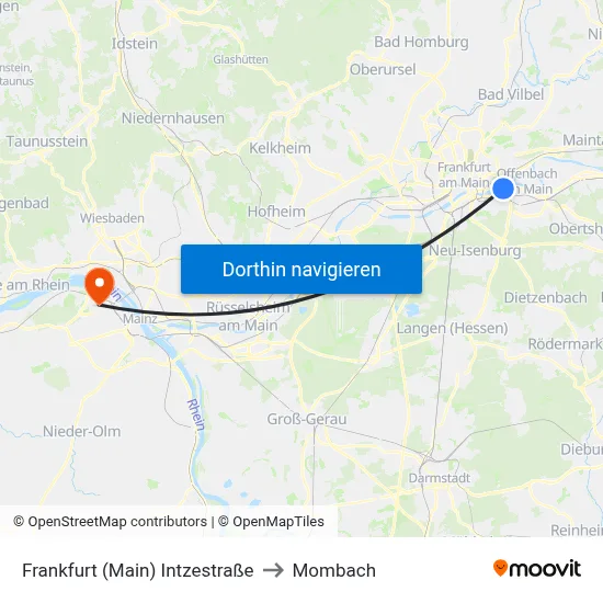 Frankfurt (Main) Intzestraße to Mombach map