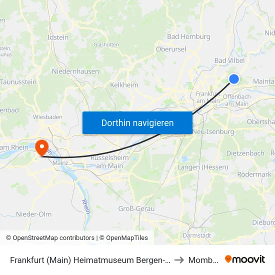Frankfurt (Main) Heimatmuseum Bergen-Enkheim to Mombach map