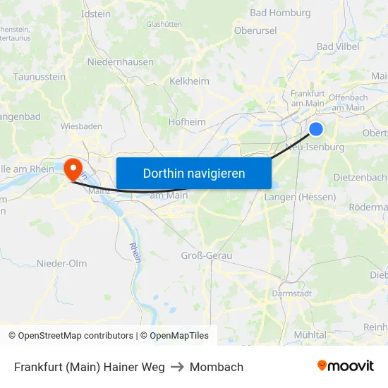 Frankfurt (Main) Hainer Weg to Mombach map