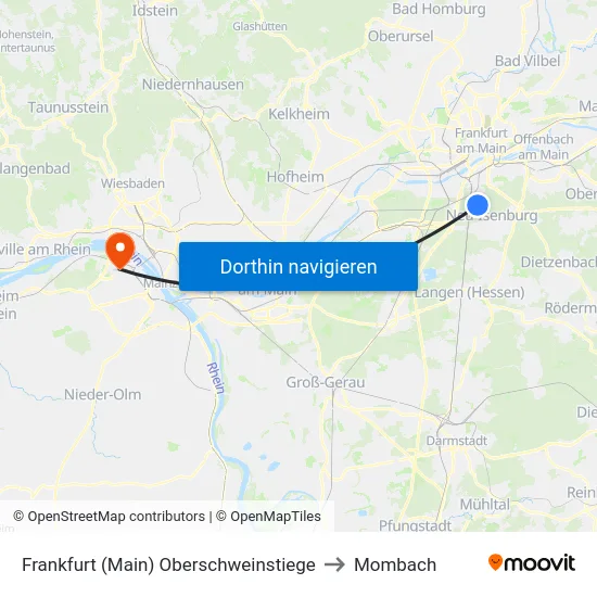Frankfurt (Main) Oberschweinstiege to Mombach map