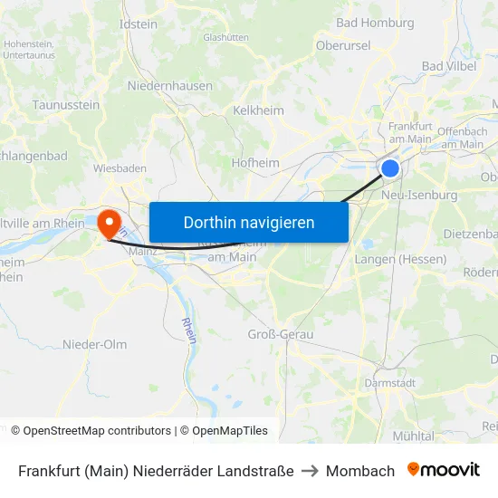 Frankfurt (Main) Niederräder Landstraße to Mombach map