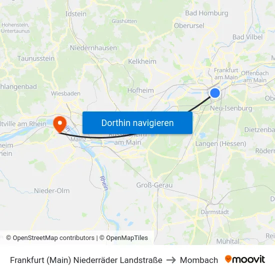 Frankfurt (Main) Niederräder Landstraße to Mombach map