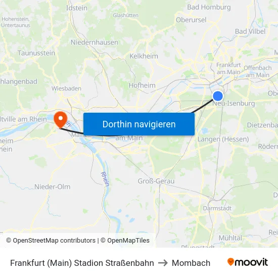 Frankfurt (Main) Stadion Straßenbahn to Mombach map