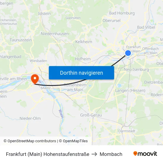 Frankfurt (Main) Hohenstaufenstraße to Mombach map