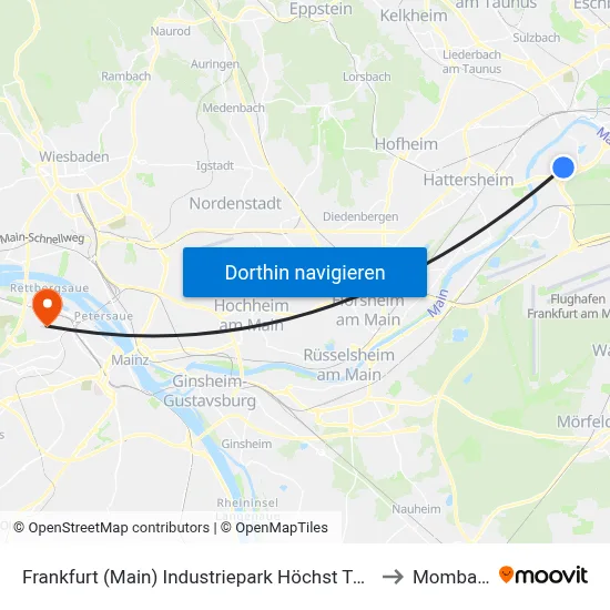 Frankfurt (Main) Industriepark Höchst Tor Süd to Mombach map