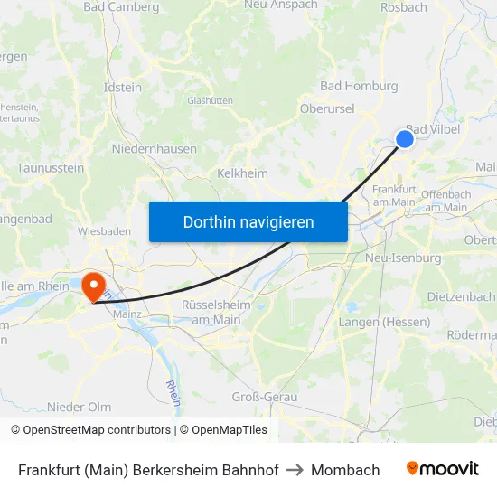 Frankfurt (Main) Berkersheim Bahnhof to Mombach map