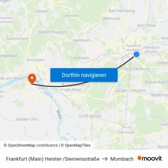 Frankfurt (Main) Heister-/Siemensstraße to Mombach map