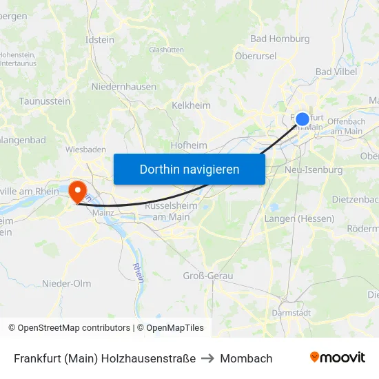 Frankfurt (Main) Holzhausenstraße to Mombach map