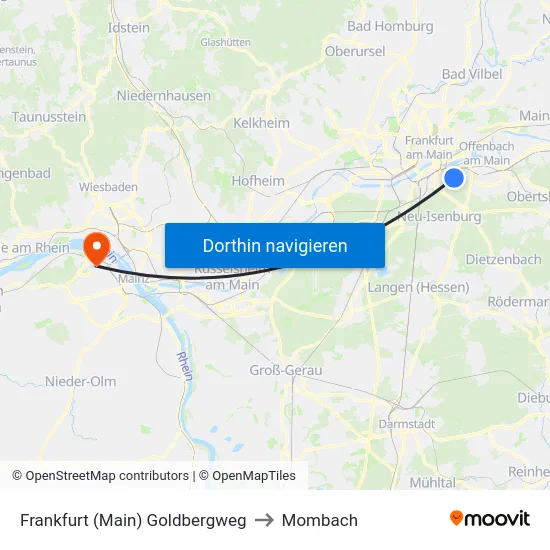 Frankfurt (Main) Goldbergweg to Mombach map