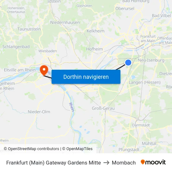 Frankfurt (Main) Gateway Gardens Mitte to Mombach map
