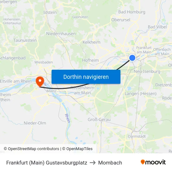 Frankfurt (Main) Gustavsburgplatz to Mombach map