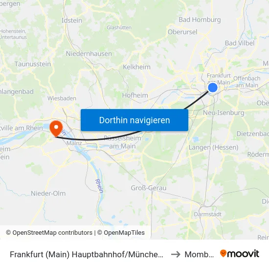 Frankfurt (Main) Hauptbahnhof/Münchener Straße to Mombach map