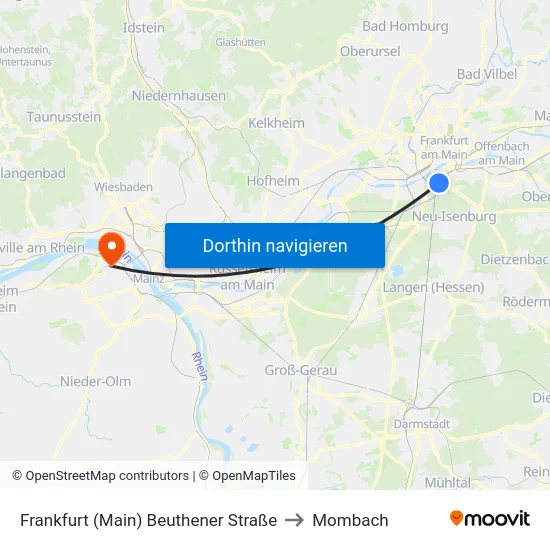 Frankfurt (Main) Beuthener Straße to Mombach map
