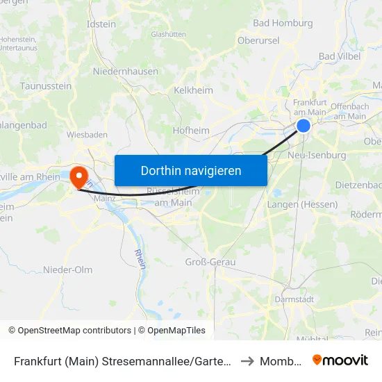 Frankfurt (Main) Stresemannallee/Gartenstraße to Mombach map