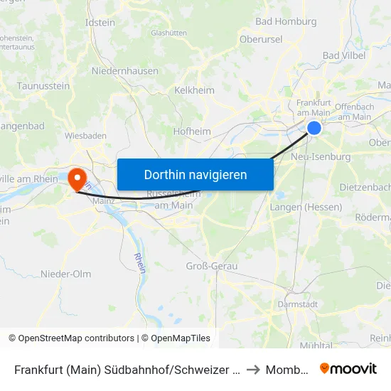 Frankfurt (Main) Südbahnhof/Schweizer Straße to Mombach map