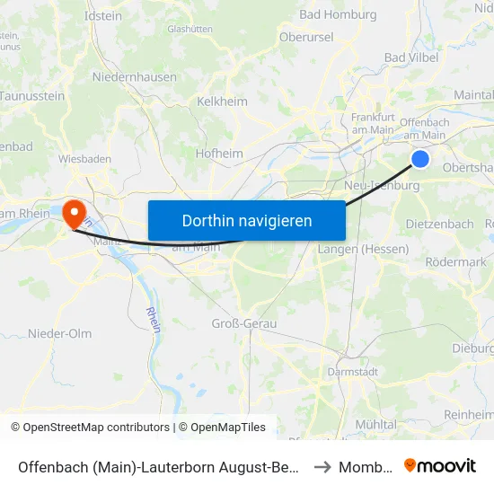 Offenbach (Main)-Lauterborn August-Bebel-Schule to Mombach map