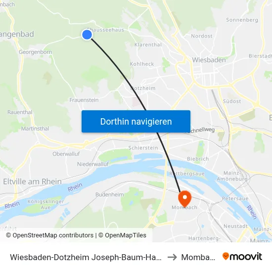 Wiesbaden-Dotzheim Joseph-Baum-Haus to Mombach map