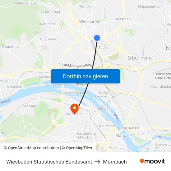 Wiesbaden Statistisches Bundesamt to Mombach map