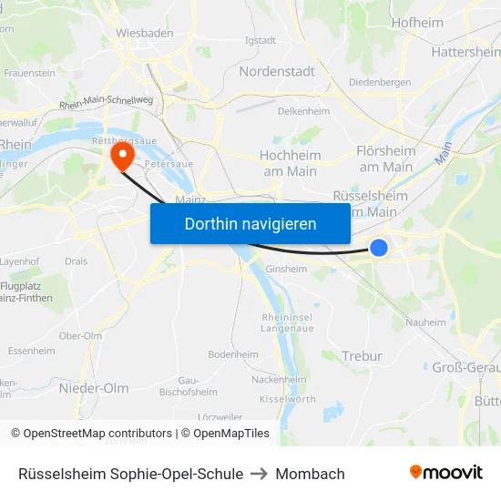 Rüsselsheim Sophie-Opel-Schule to Mombach map