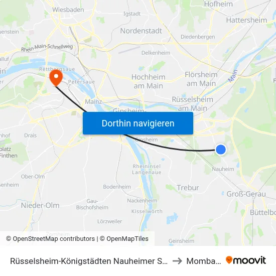 Rüsselsheim-Königstädten Nauheimer Straße to Mombach map