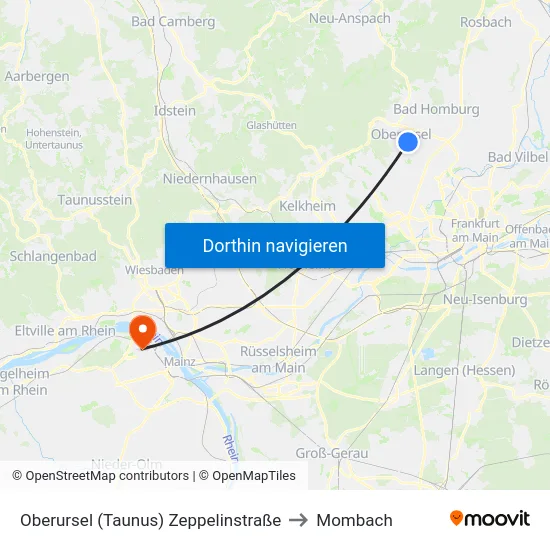 Oberursel (Taunus) Zeppelinstraße to Mombach map