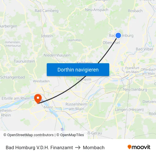 Bad Homburg V.D.H. Finanzamt to Mombach map