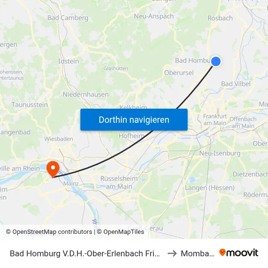 Bad Homburg V.D.H.-Ober-Erlenbach Friedhof to Mombach map