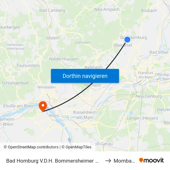 Bad Homburg V.D.H. Bommersheimer Weg to Mombach map