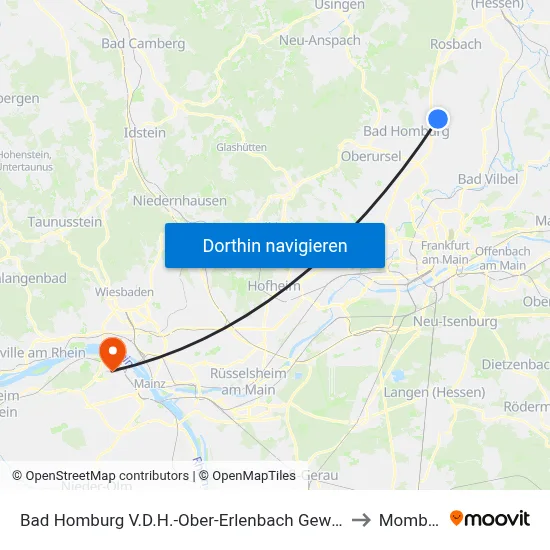 Bad Homburg V.D.H.-Ober-Erlenbach Gewerbegebiet to Mombach map