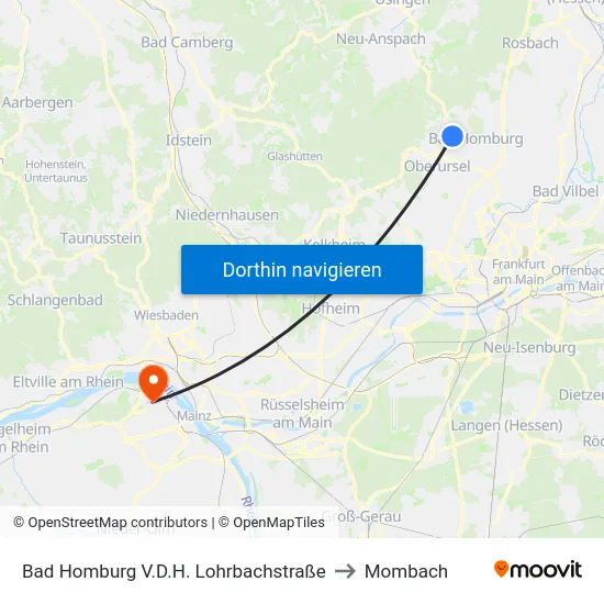 Bad Homburg V.D.H. Lohrbachstraße to Mombach map