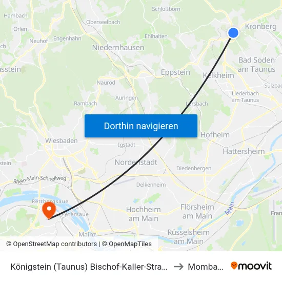 Königstein (Taunus) Bischof-Kaller-Straße to Mombach map