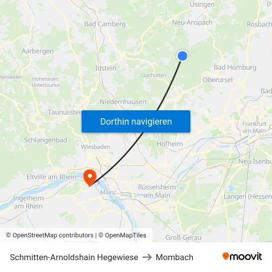 Schmitten-Arnoldshain Hegewiese to Mombach map