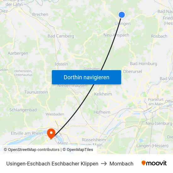 Usingen-Eschbach Eschbacher Klippen to Mombach map