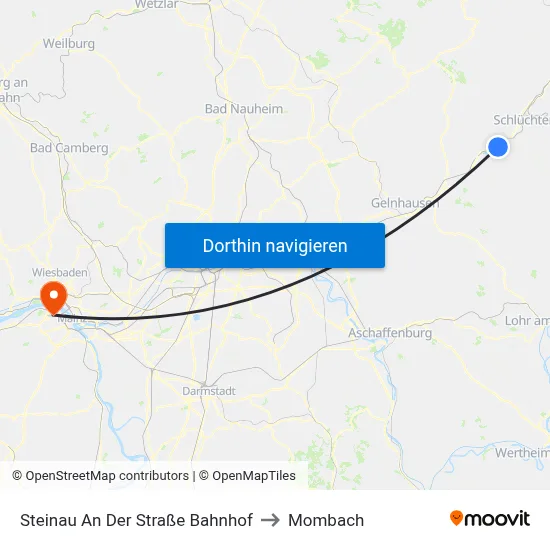 Steinau An Der Straße Bahnhof to Mombach map