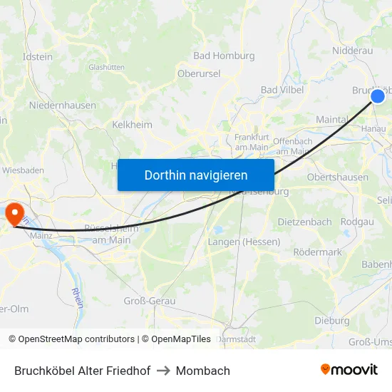 Bruchköbel Alter Friedhof to Mombach map