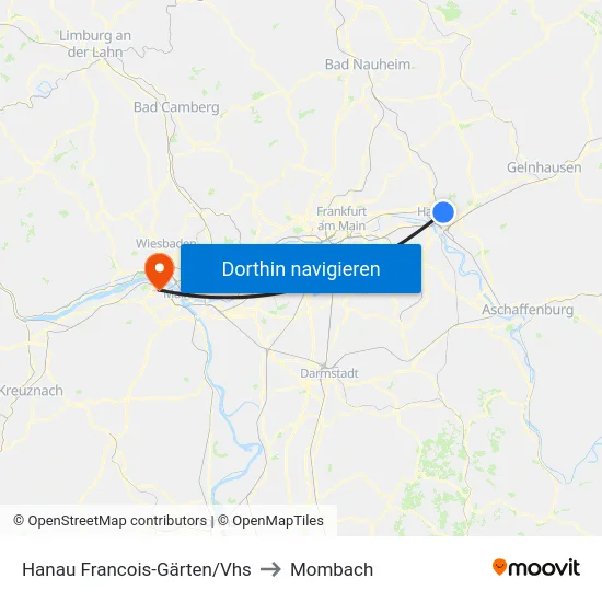 Hanau Francois-Gärten/Vhs to Mombach map