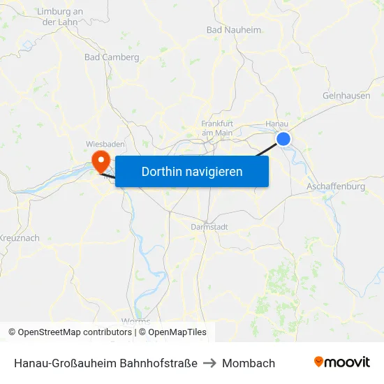 Hanau-Großauheim Bahnhofstraße to Mombach map