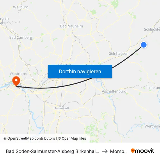 Bad Soden-Salmünster-Alsberg Birkenhainer Straße to Mombach map