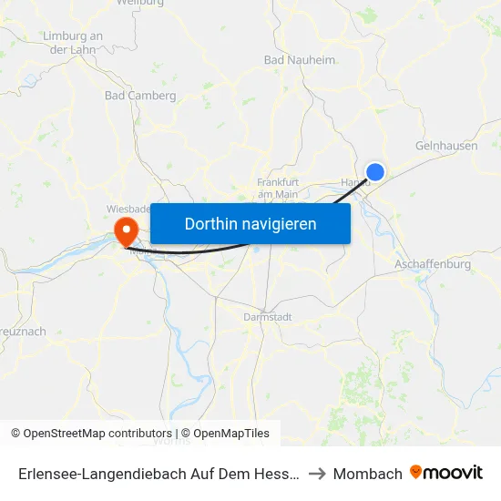 Erlensee-Langendiebach Auf Dem Hessel to Mombach map