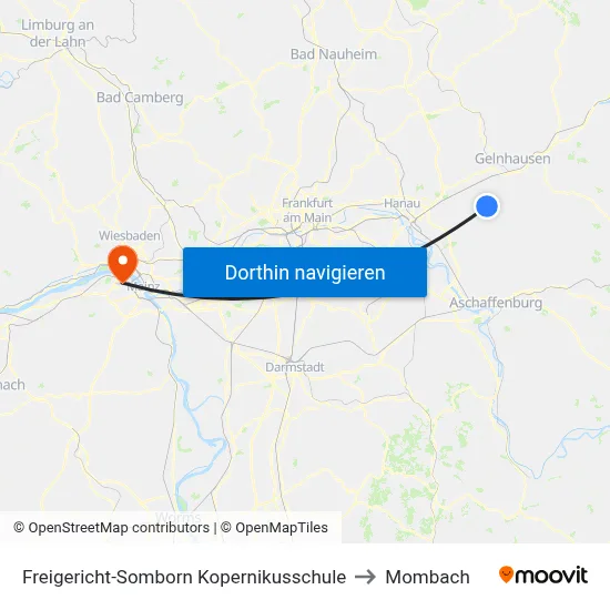 Freigericht-Somborn Kopernikusschule to Mombach map