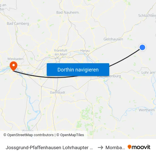 Jossgrund-Pfaffenhausen Lohrhaupter Straße to Mombach map