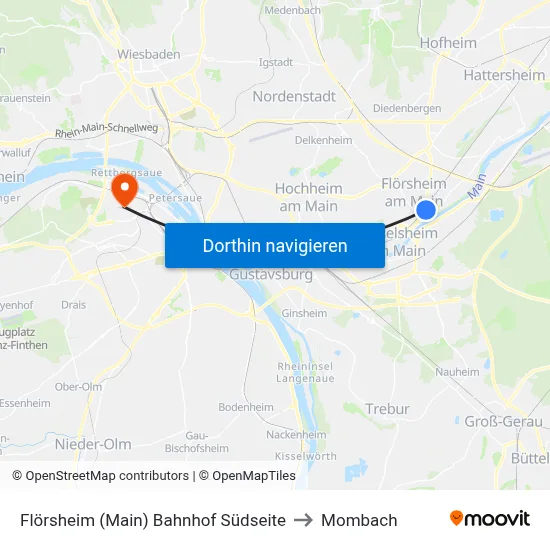 Flörsheim (Main) Bahnhof Südseite to Mombach map