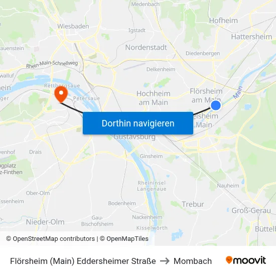 Flörsheim (Main) Eddersheimer Straße to Mombach map