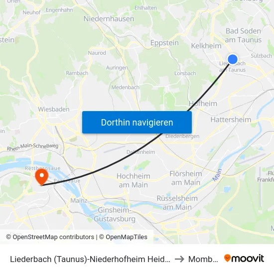 Liederbach (Taunus)-Niederhofheim Heidesiedlung to Mombach map