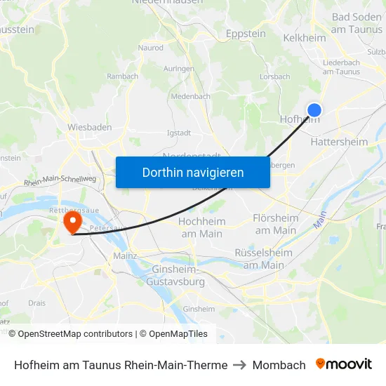 Hofheim am Taunus Rhein-Main-Therme to Mombach map