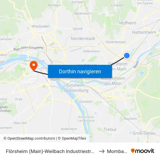 Flörsheim (Main)-Weilbach Industriestraße to Mombach map