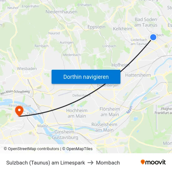 Sulzbach (Taunus) am Limespark to Mombach map